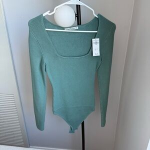 NWT Abercrombie & Fitch Green Ribbed Bodysuit